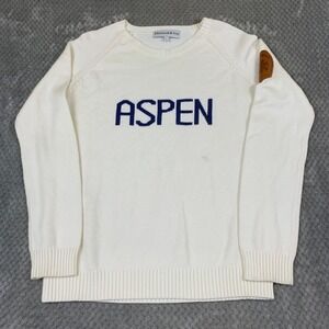 Ellsworth & Ivey Sweater Womens L Ivory Navy Aspen Apres Ski Knit Pullover
